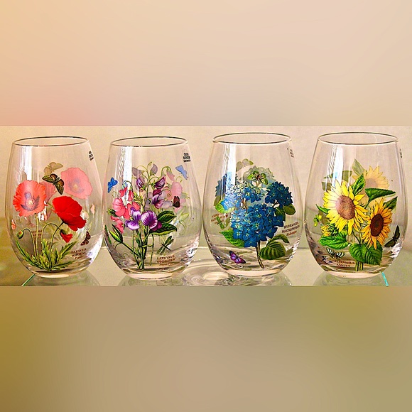 BOTANIC GARDEN PORTMEIRION STEMLESS GLASSWARE SET OF 4 - Picture 4 of 9